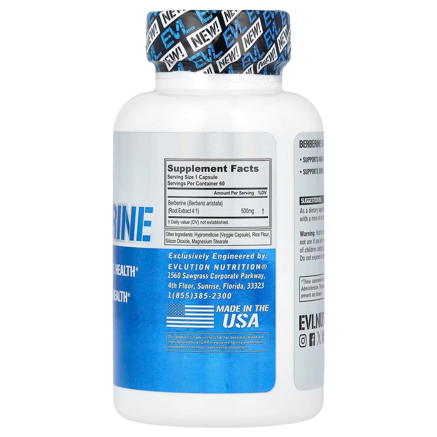 EVLution Nutrition – Berberine 500 mg (60 cápsulas veganas) – Importado de USA