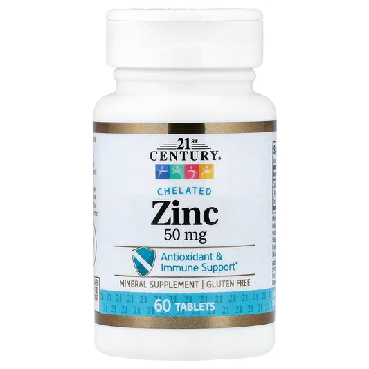 21st Century Chelated Zinc 50 mg – 60 tabletas