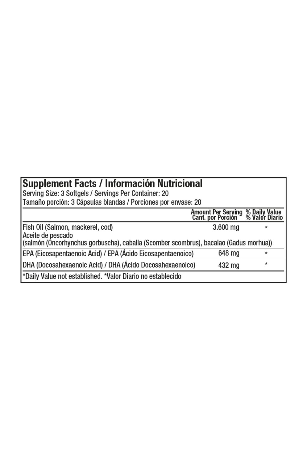 Fish Oil Omega-3 1200 mg – 60 Softgels