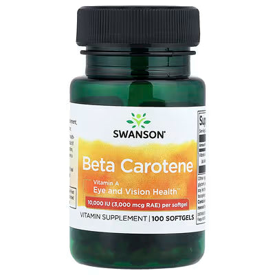 Vitamina A Swanson Beta-Caroteno 10,000 IU  (3,000 mcg RAE) – 100 Softgels