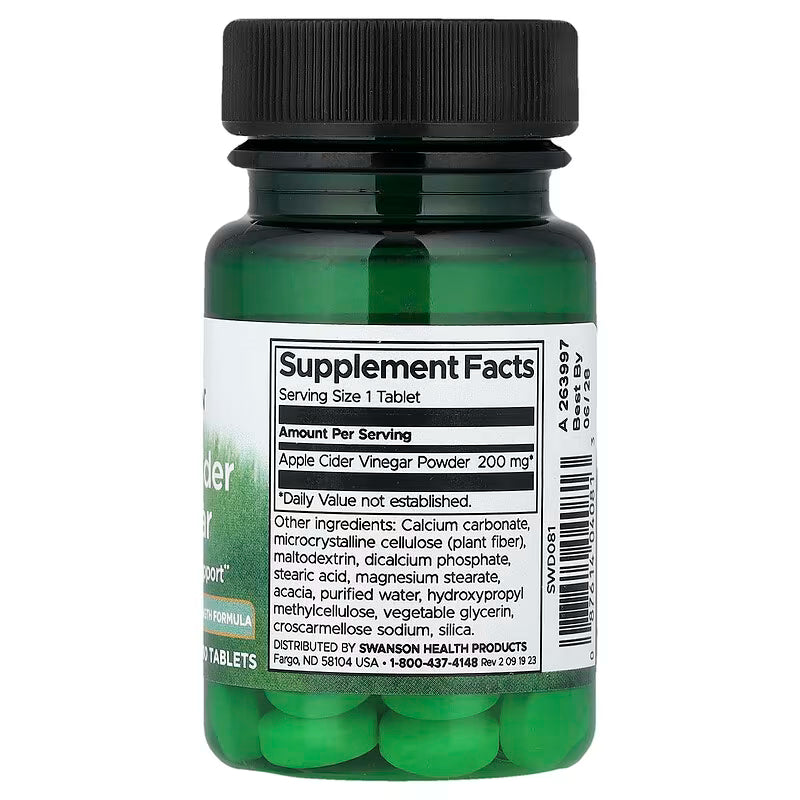 Apple Cider Vinegar (Vinagre de manzana) 200 mg – 30 tabletas