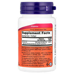 NOW Foods Vitamina D3 – 2000 IU (30 softgels)