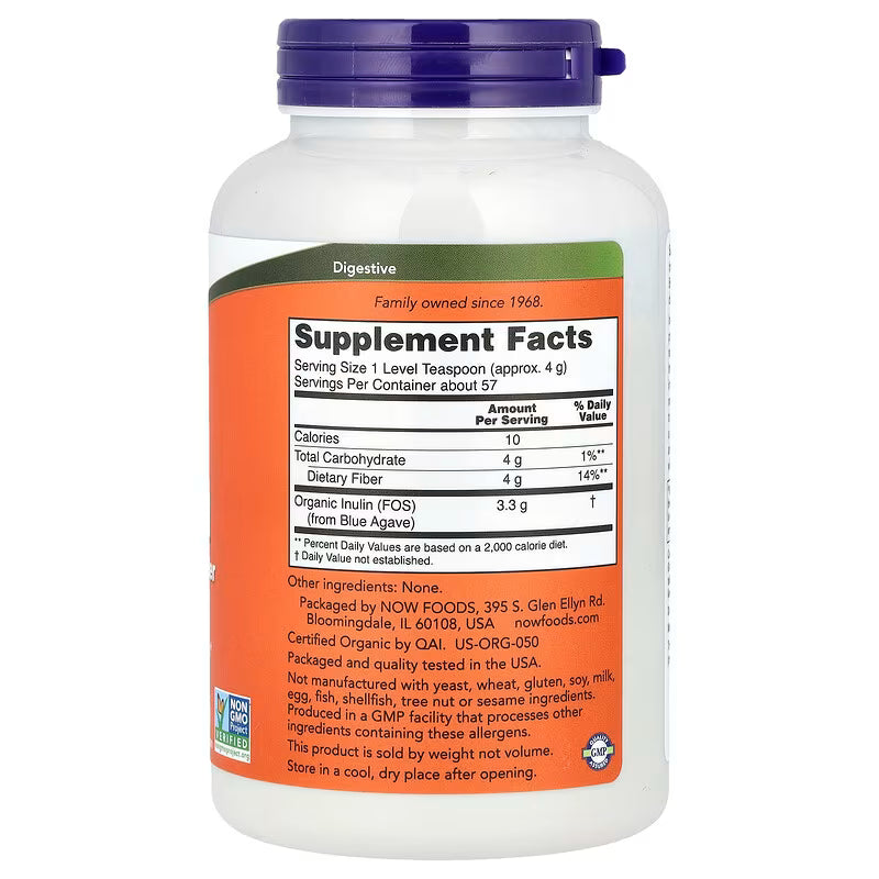 NOW Foods Inulina Orgánica en Polvo – 227 g