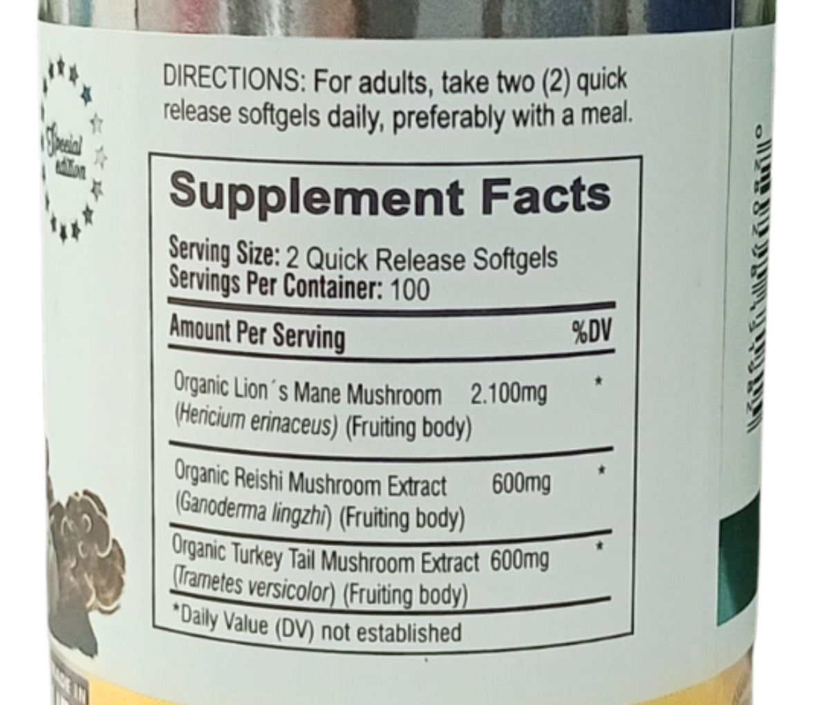 GreenWorld BioAbsorb Lion’s Mane Mushroom (Melena de león)— 2100 mg, 100 Softgels