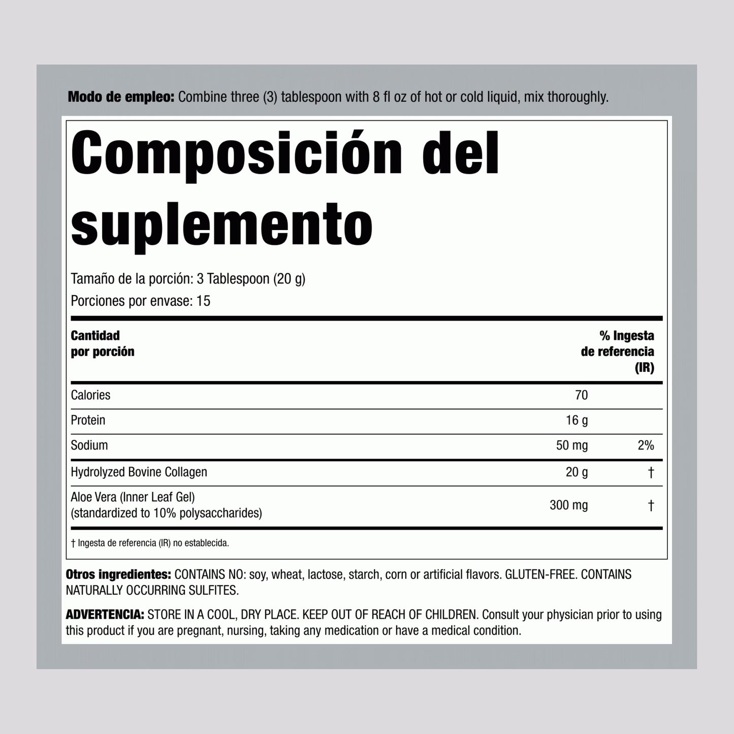 Super Collagen with Aloe – Nature’s Product (300 g en polvo)