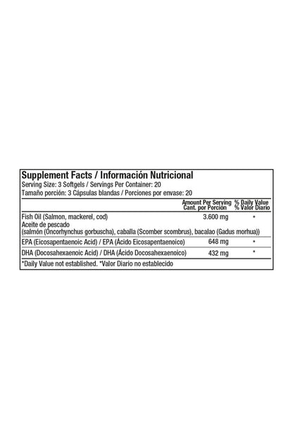 Fish Oil Omega-3 1200 mg – 60 Softgels