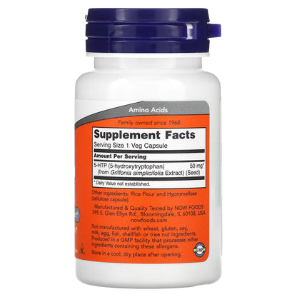 NOW Foods 5-HTP 50 mg – 30 cápsulas veganas