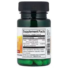Ácido Fólico + Vitamina B12 (30 cápsulas veganas) – Importado de USA