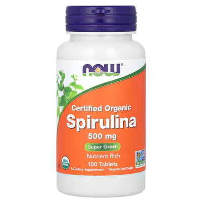 NOW Foods – Spirulina Orgánica Certificada 500 mg (100 tabletas)