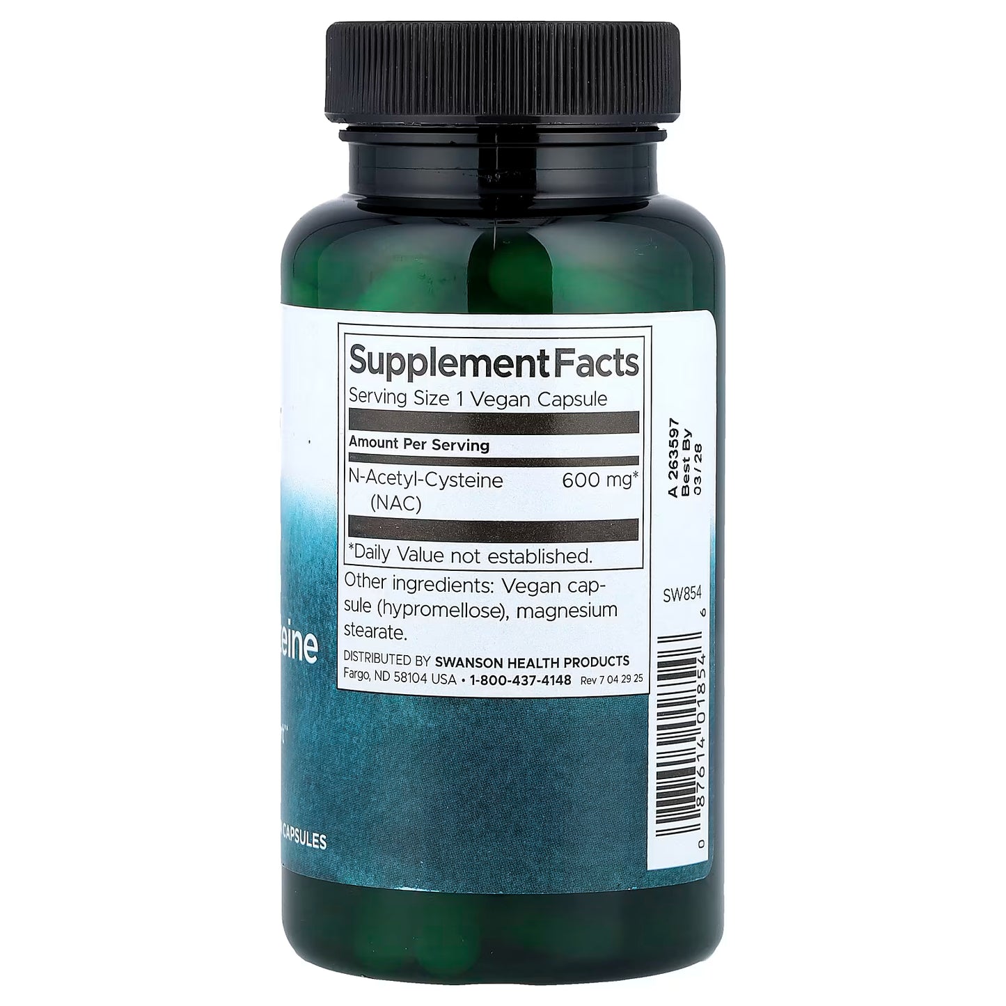 Swanson NAC 600 mg – 100 cápsulas veganas