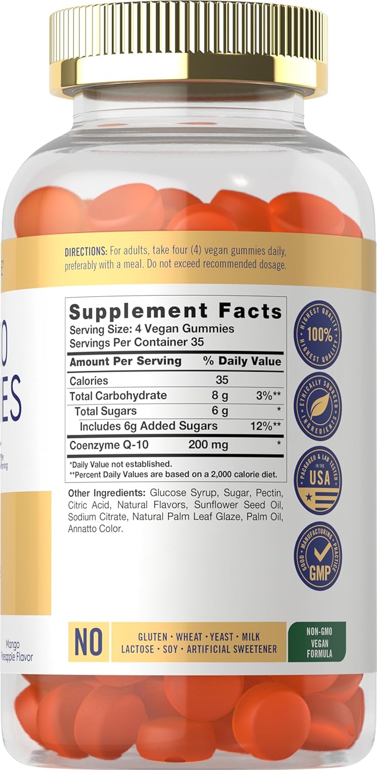 CoQ10 200 mg (140 Gominolas Veganas Sabor Mango Piña) – Importado de USA