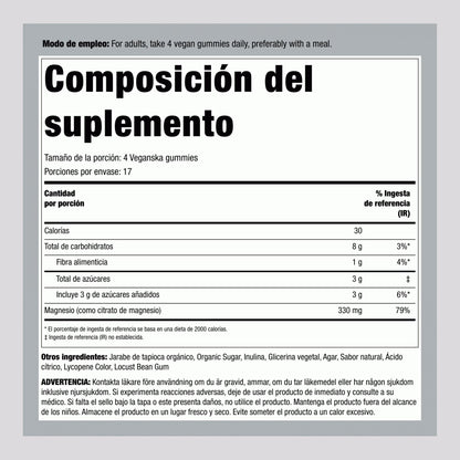 Citrato de Magnesio (Sabor Mandarina) 70 Gomas Veganas – Importado de USA