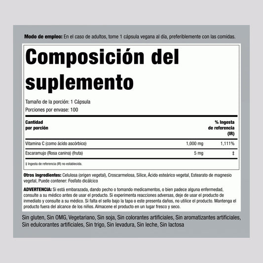 Vitamina C 1000 mg con Escaramujo – 100 Comprimidos