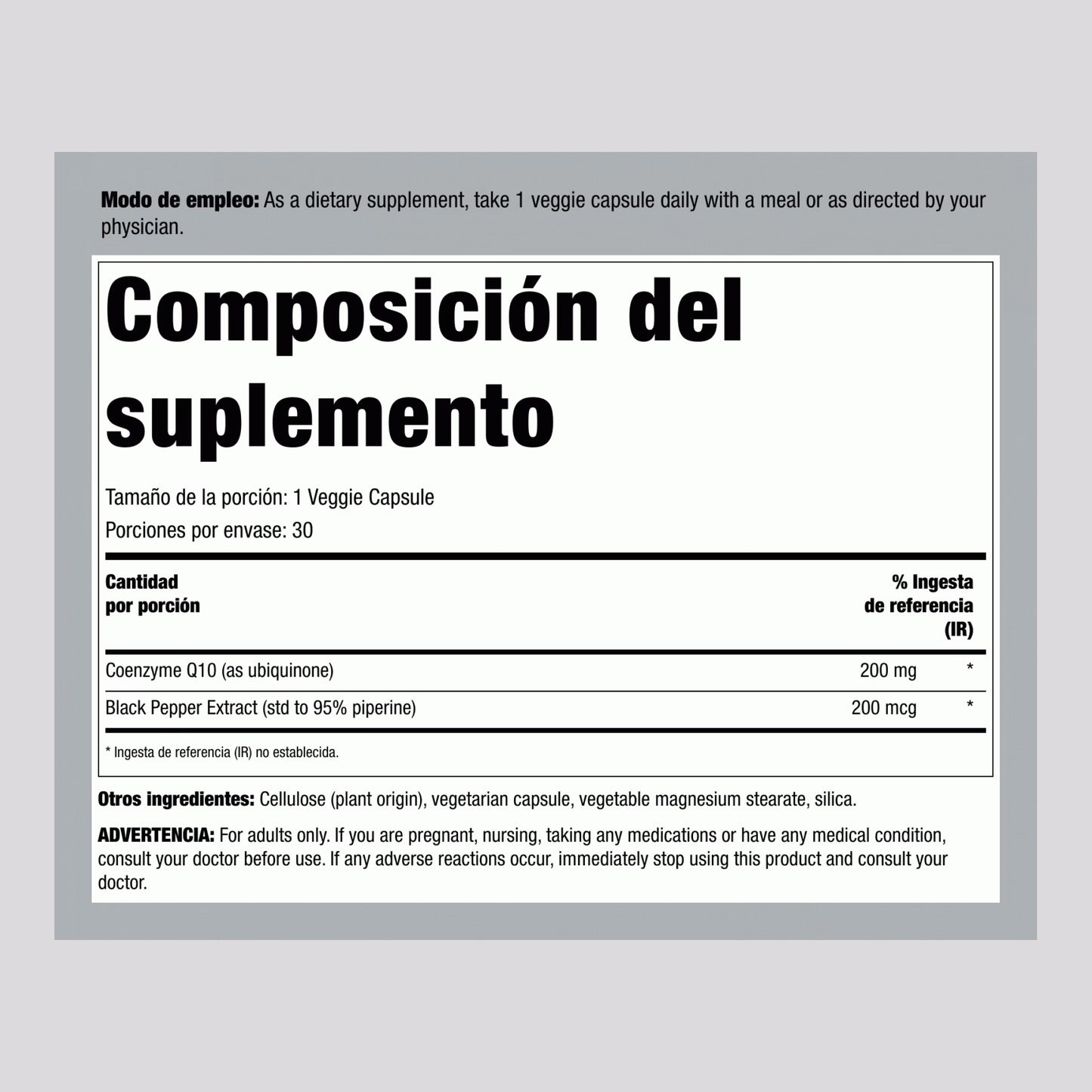 CoQ10 30 mg – Energía y soporte cardiovascular en cápsulas vegetales